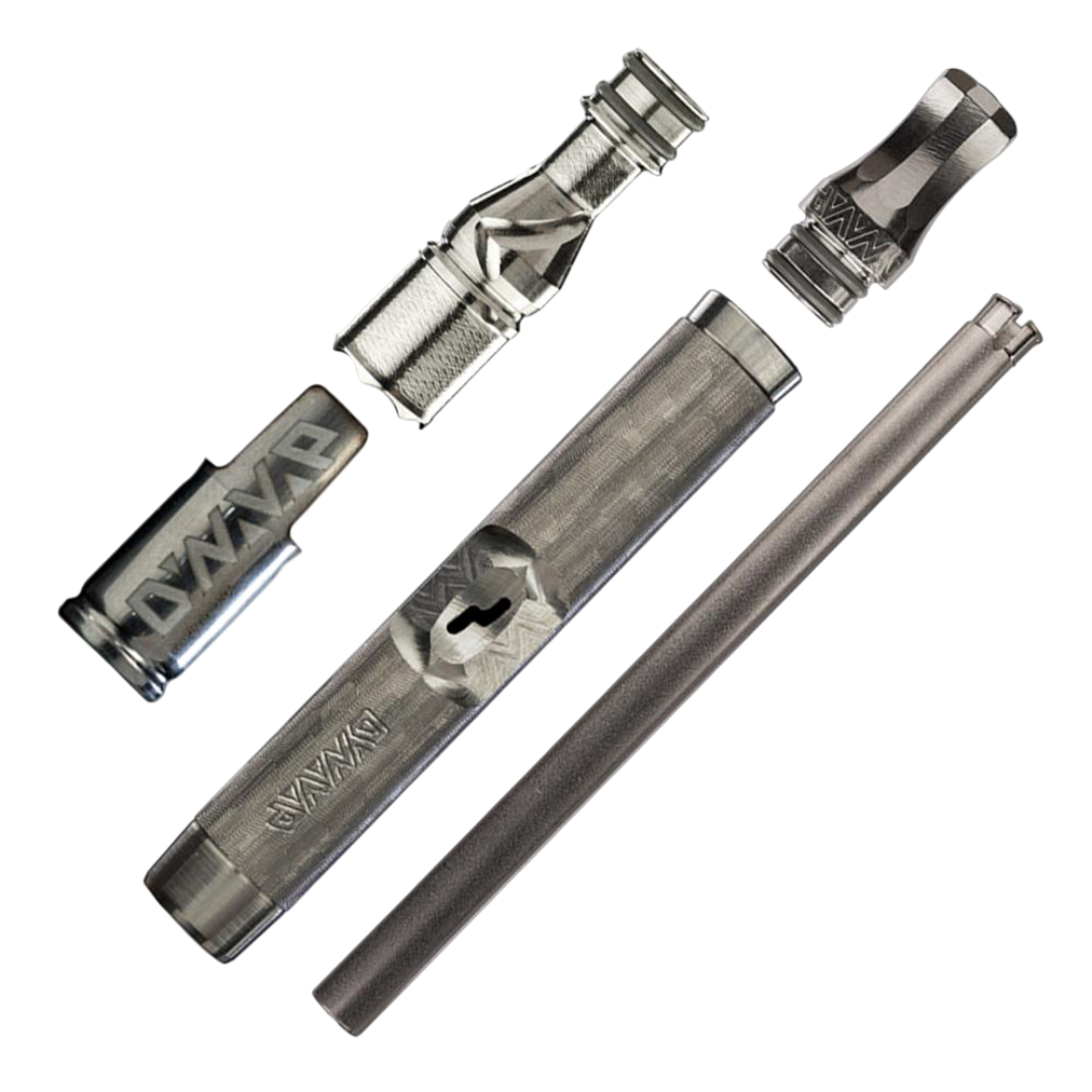 Partes del Vaporizador Dynavap M7 XL desarmadas: tip, cap, stem y condenser