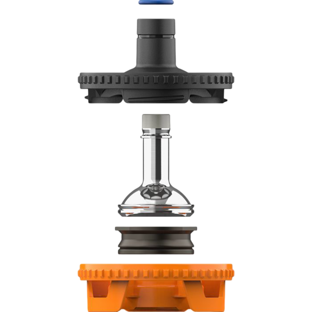 Los 5 componentes separados: Filling Chamber, Cap Ring, Normal Screen Set, Drip Pad, Cleaning Brush