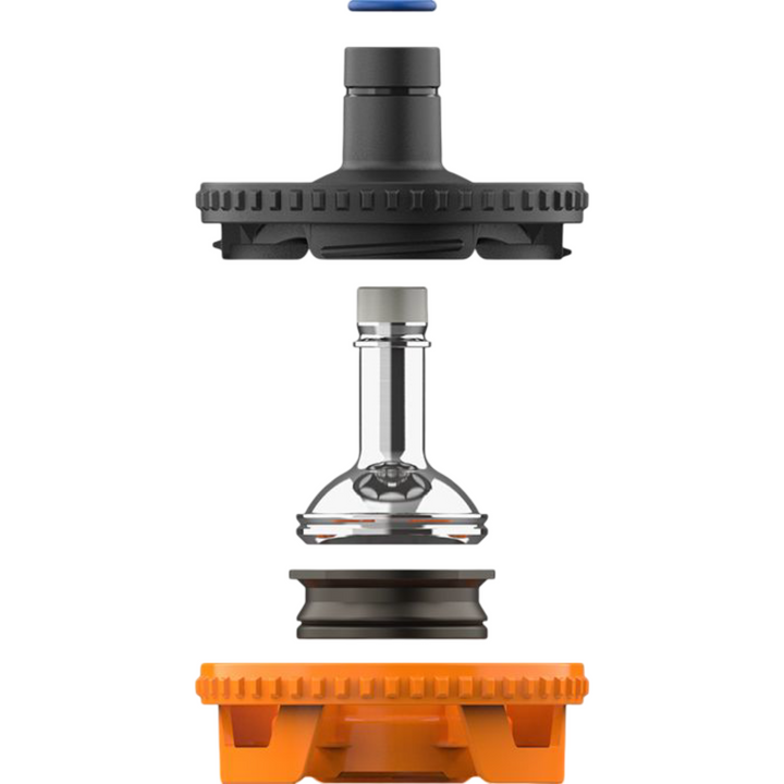 Los 5 componentes separados: Filling Chamber, Cap Ring, Normal Screen Set, Drip Pad, Cleaning Brush