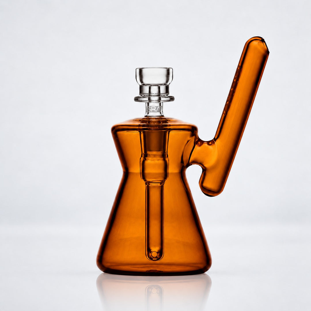 Mini bubbler GRAV Hourglass en vidrio ámbar translúcido