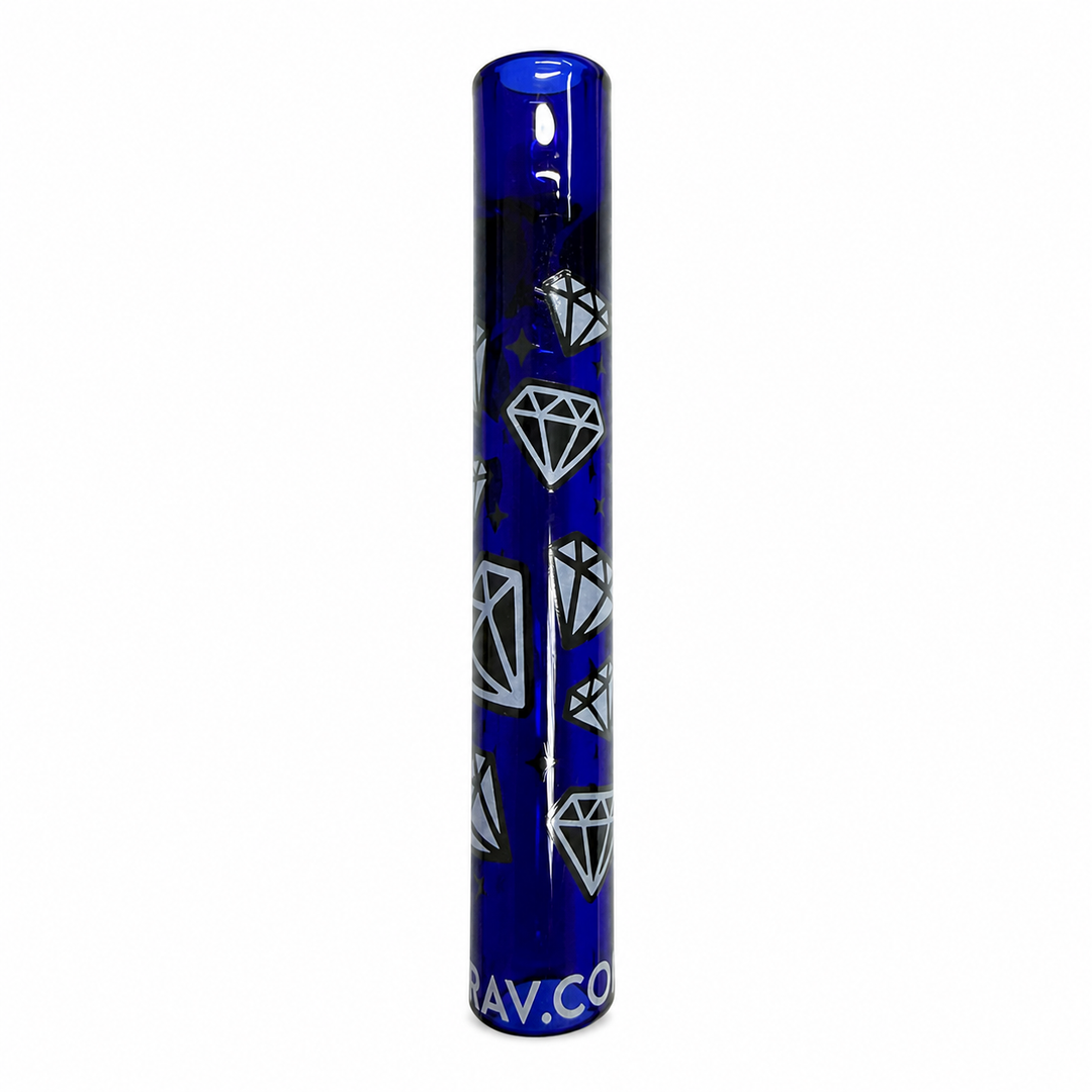 GRAV Whimsical Taster Diamantes Azul, pipa de vidrio pequeña de borosilicato