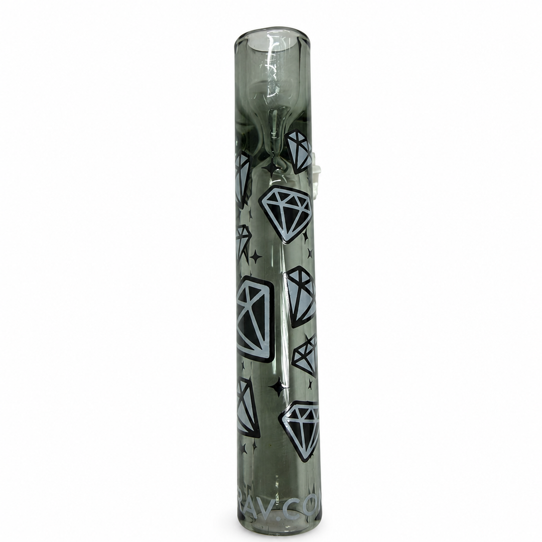 Pipa hitter de vidrio GRAV Diamantes Gris Humo en vidrio translúcido