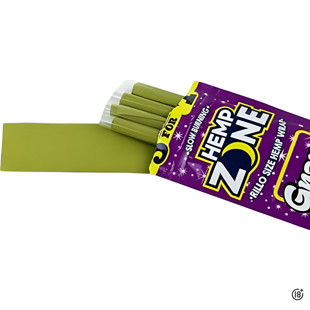 Blunts Hemp Zone sabor uva, 100% naturales, ideales para una experiencia suave.