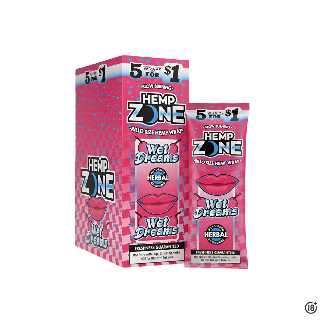 Blunts Hemp Zone Wet Dreams con sabor a cereza y aroma dulce, elaborados con cáñamo natural.