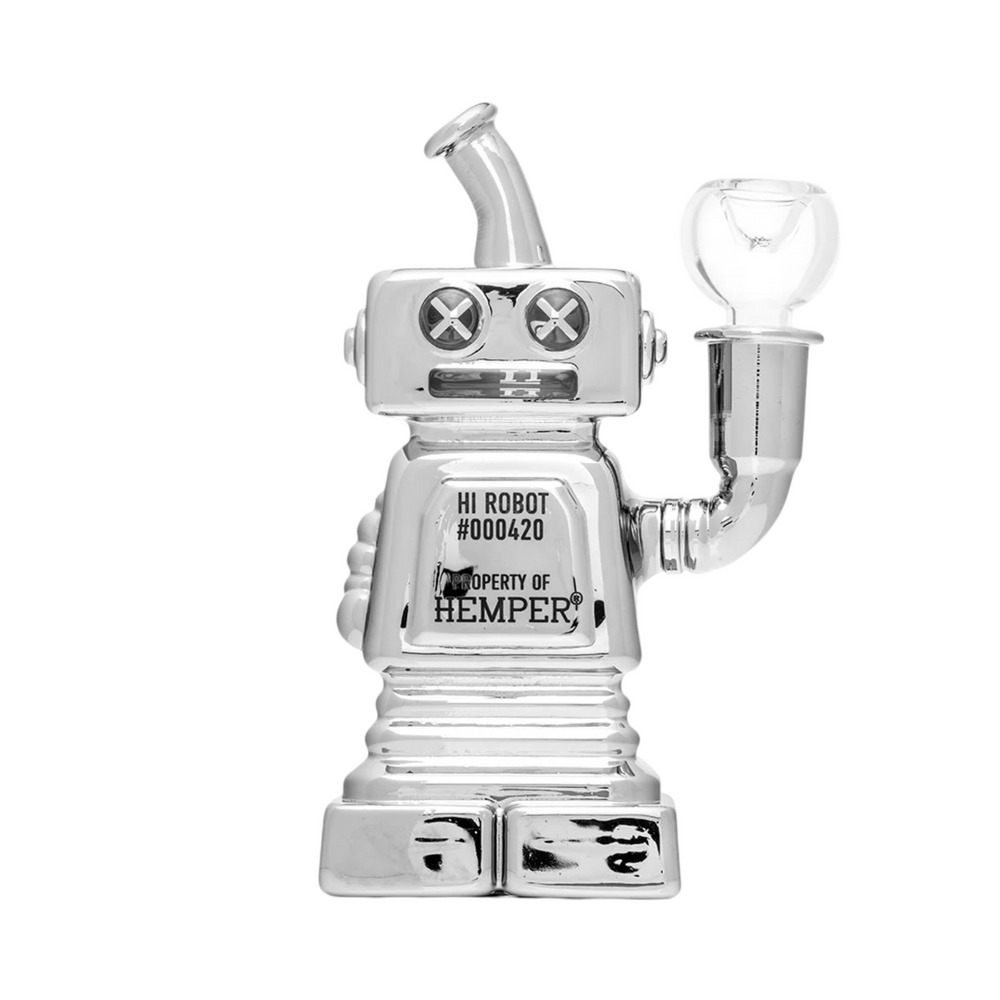 Hemper Hi-Robot Bong cromado de vidrio borosilicato vista frontal