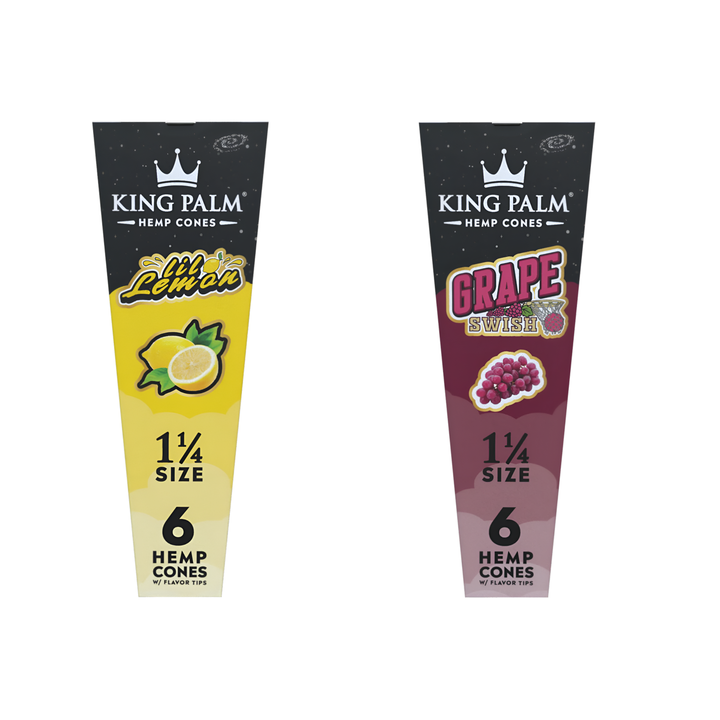 King Palm 6 Conos de Cáñamo 1 1/4 Saborizados — Filtro Squeeze &amp; Pop