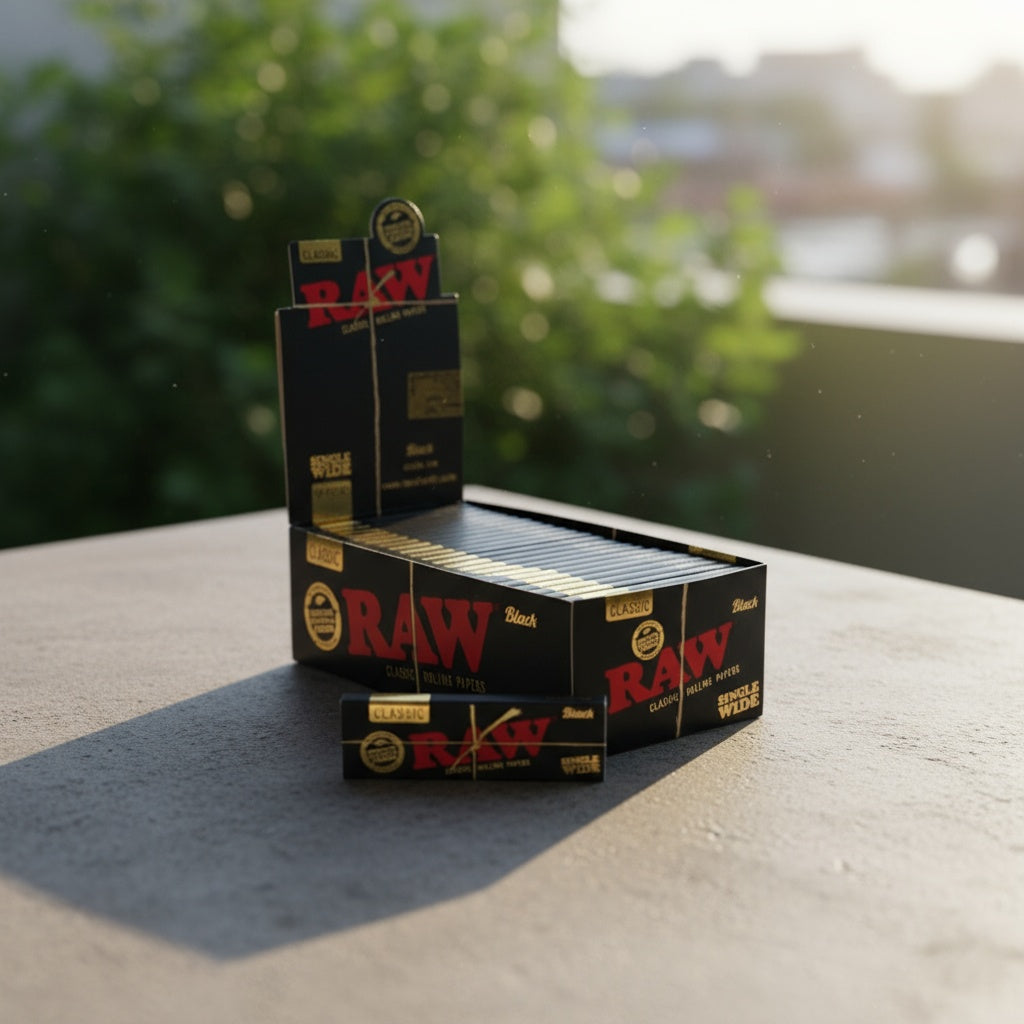 Papeles RAW Black Single Wide – Ultra finos, quema uniforme y sabor limpio