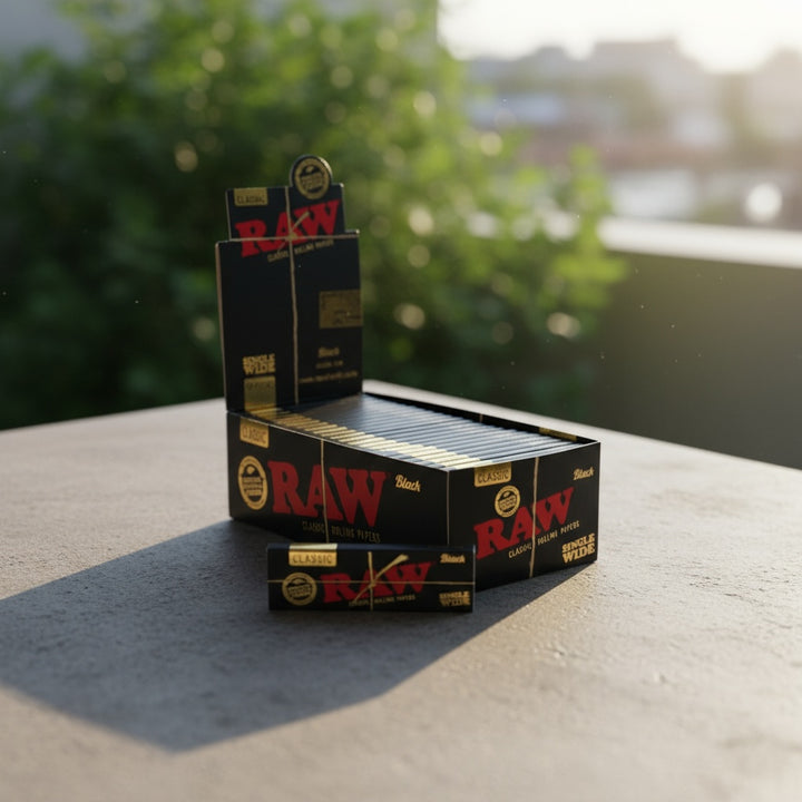 Papeles RAW Black Single Wide – Ultra finos, quema uniforme y sabor limpio