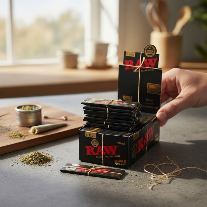Papeles RAW Black Single Wide – Ultra finos, quema uniforme y sabor limpio