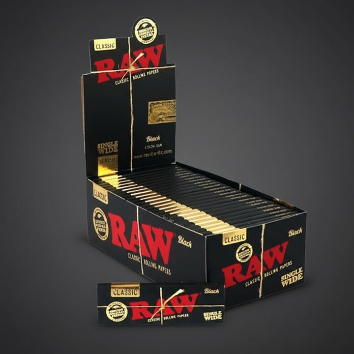Papeles RAW Black Single Wide – Ultra finos, quema uniforme y sabor limpio