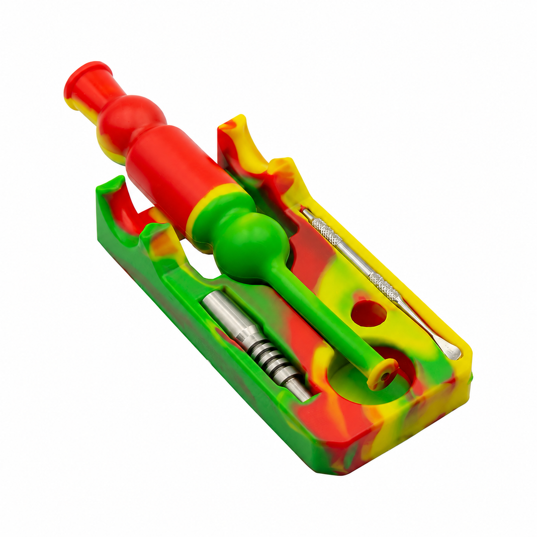 Nectar collector de silicona rasta con estuche, punta de titanio y herramienta dabber