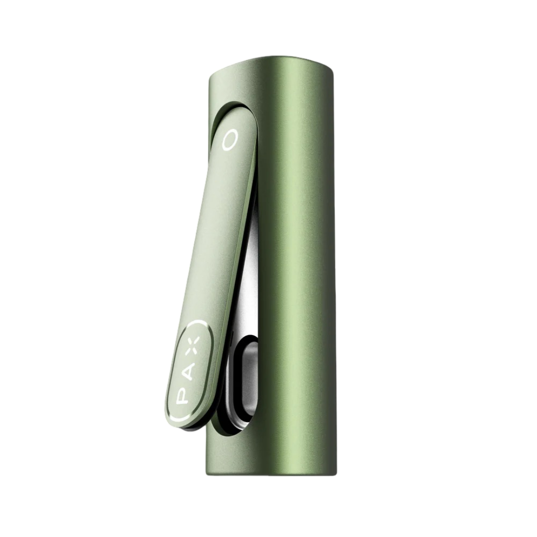 Vaporizador PAX FLOW Greenstone con carcasa abierta mostrando interior.