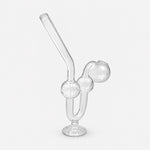 Pipa para wax transparente en tres cuartos, apoyada de pie sobre su base circular