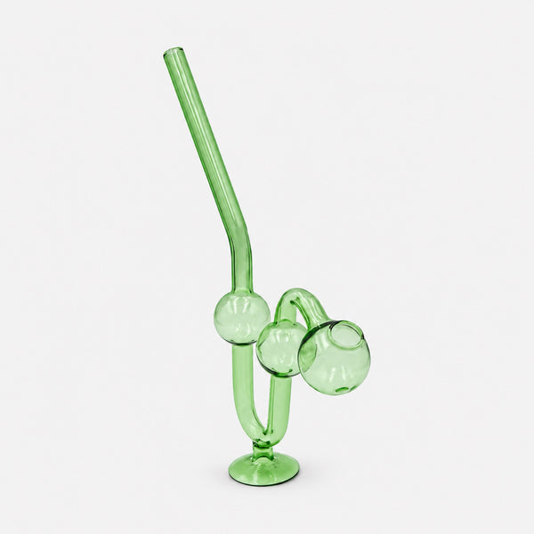 Pipa para wax verde en tres cuartos, con la abertura circular del bulbo mirando hacia arriba