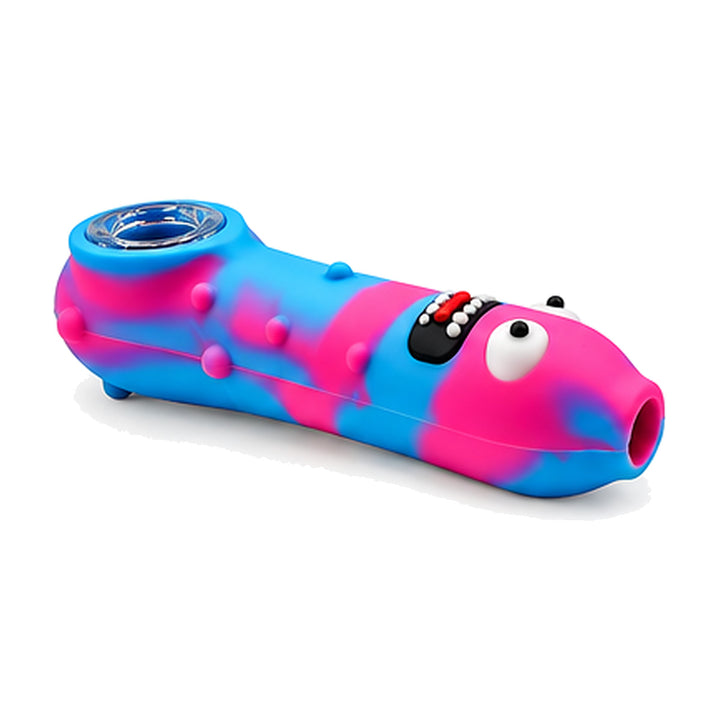 Pipa pepinillo rosa y azul en vista de tres cuartos