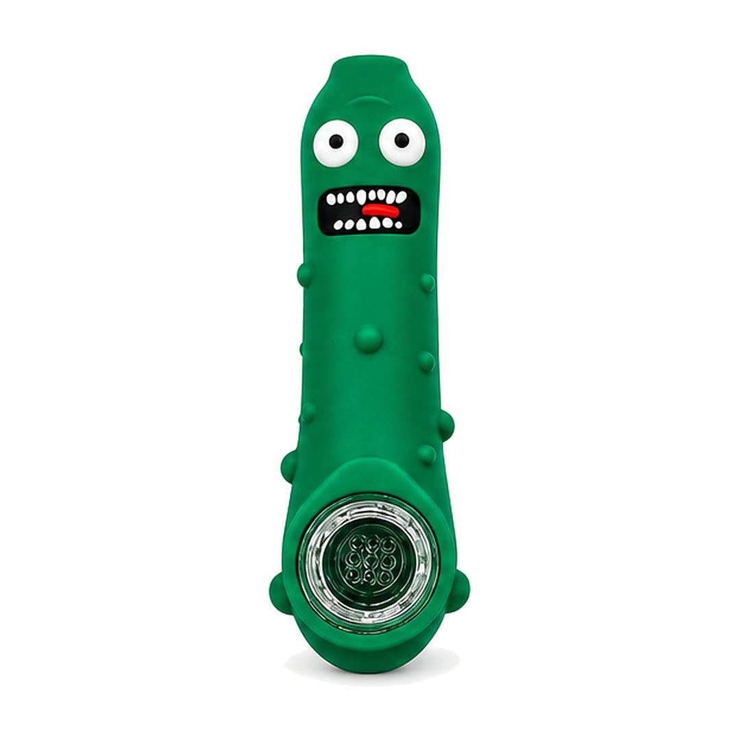 Pipa pepinillo de silicona verde vista de frente