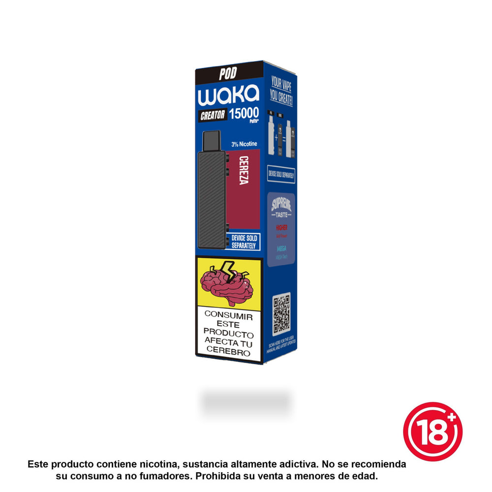 Caja del pod WAKA Creator de 15.000 puffs sabor Cereza