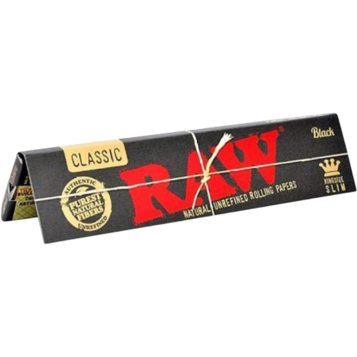 Librito RAW Black King Size Slim cerrado, papel natural sin blanqueadores