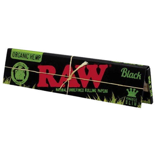 Librito RAW Black Organic Hemp King Size Slim de frente, papel de cáñamo orgánico sin blanquear