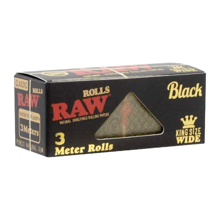 RAW Black Rolls 3 m King Size Wide en caja con ventana triangular