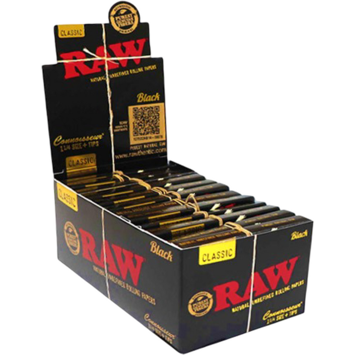 Papeles RAW Black Connoisseur 1 1/4 con filtros – Ultra finos y listos para armar