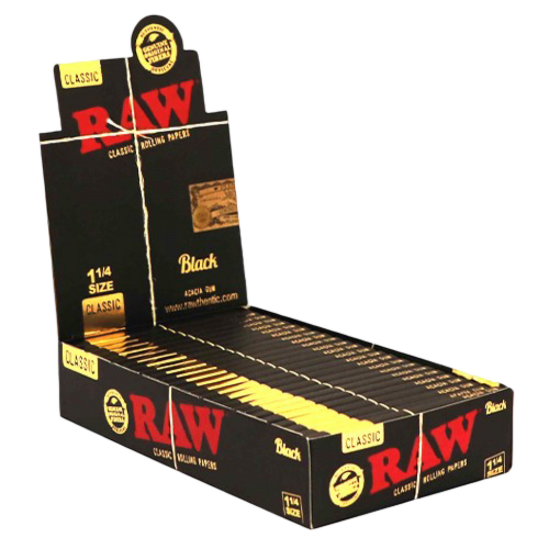 Papeles RAW Black 1 1/4 – Ultra finos, quema uniforme y sabor más limpio