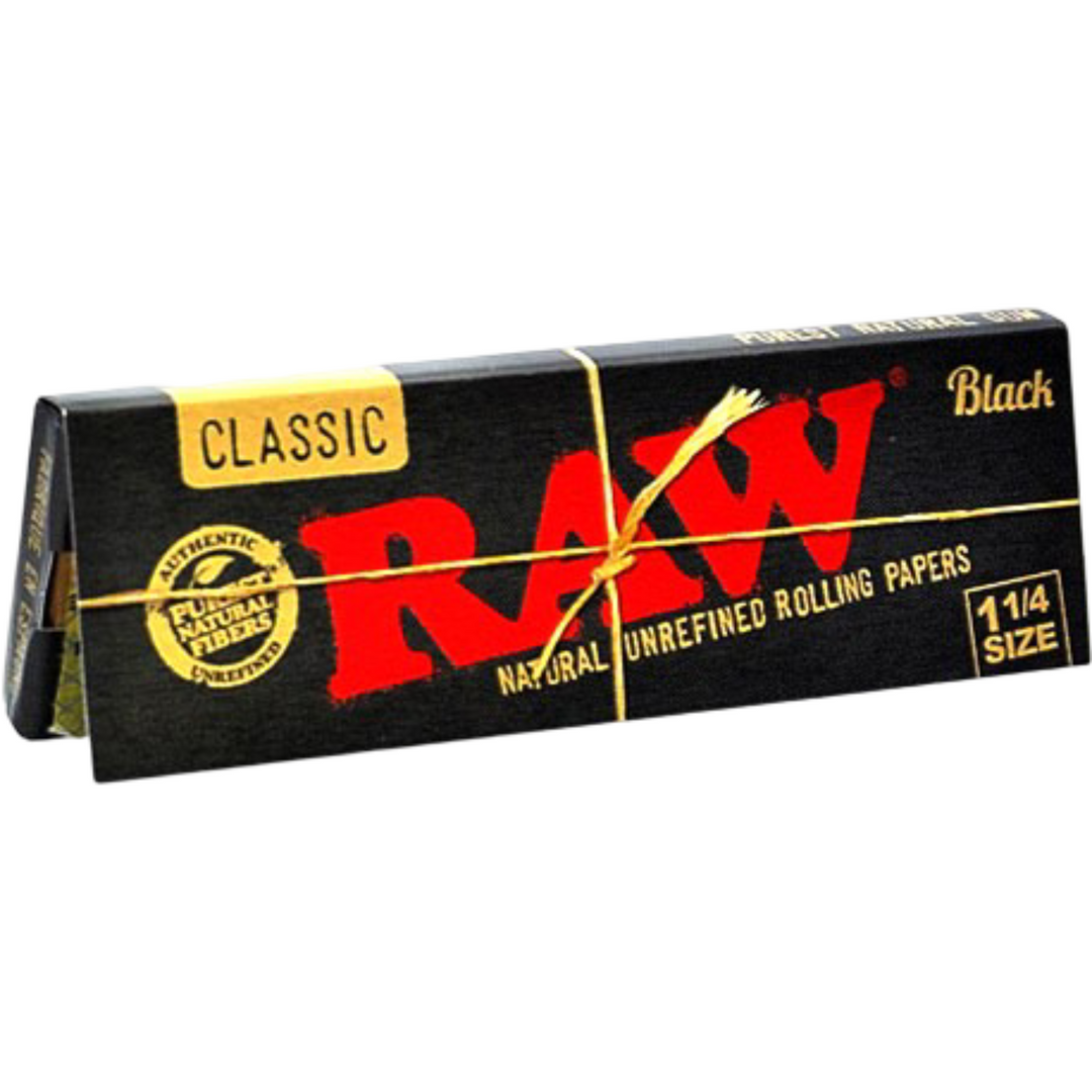 Papeles RAW Black 1 1/4 – Ultra finos, quema uniforme y sabor más limpio