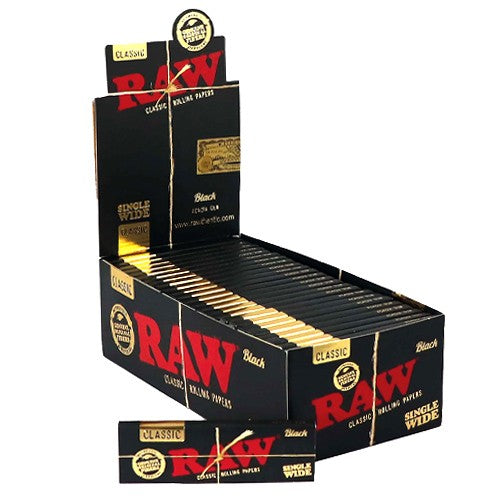 Papeles RAW Black Single Wide – Ultra finos, quema uniforme y sabor limpio