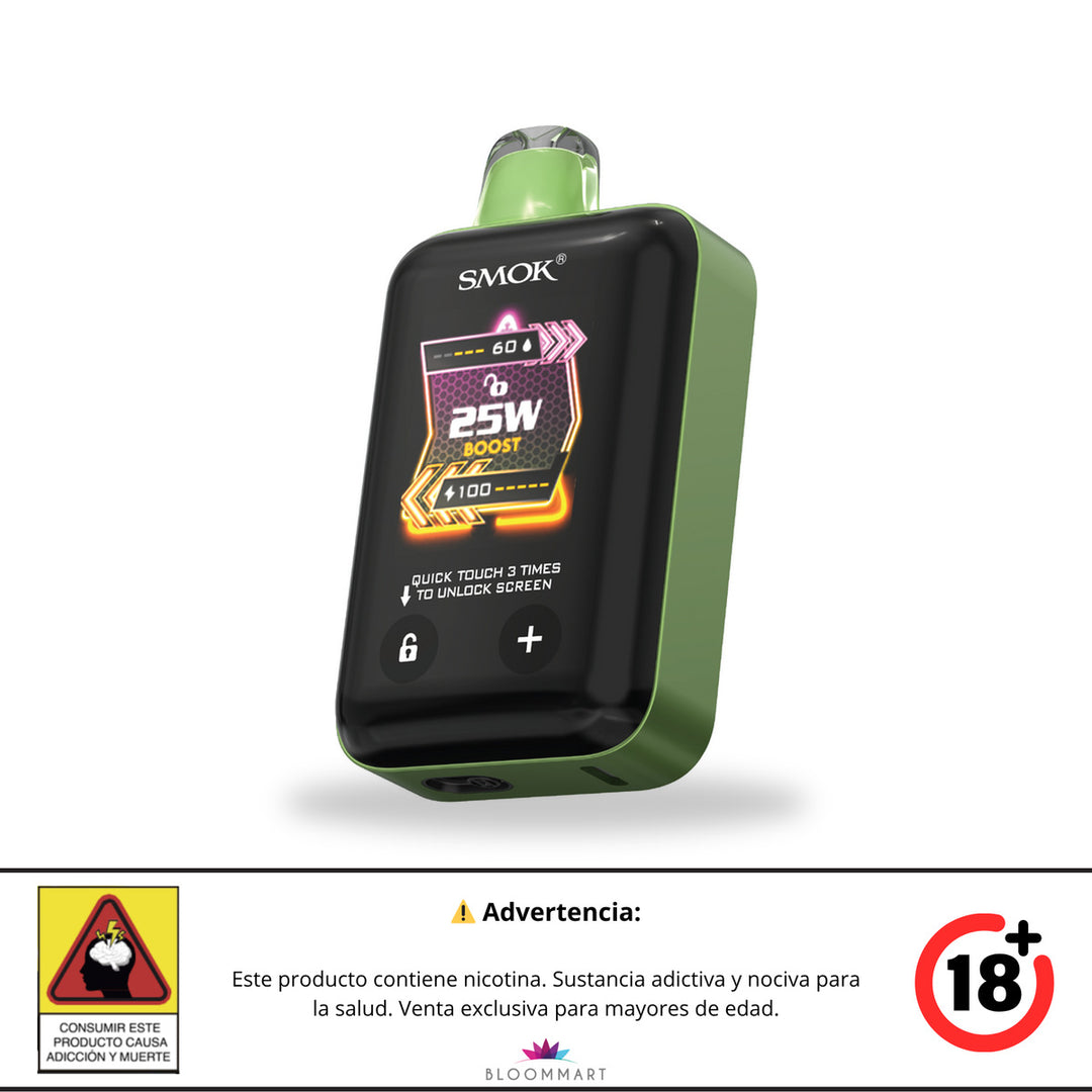 SMOK TOUCH 20K Apple Citrus Ice, vaper desechable de carcasa verde con boquilla del mismo tono