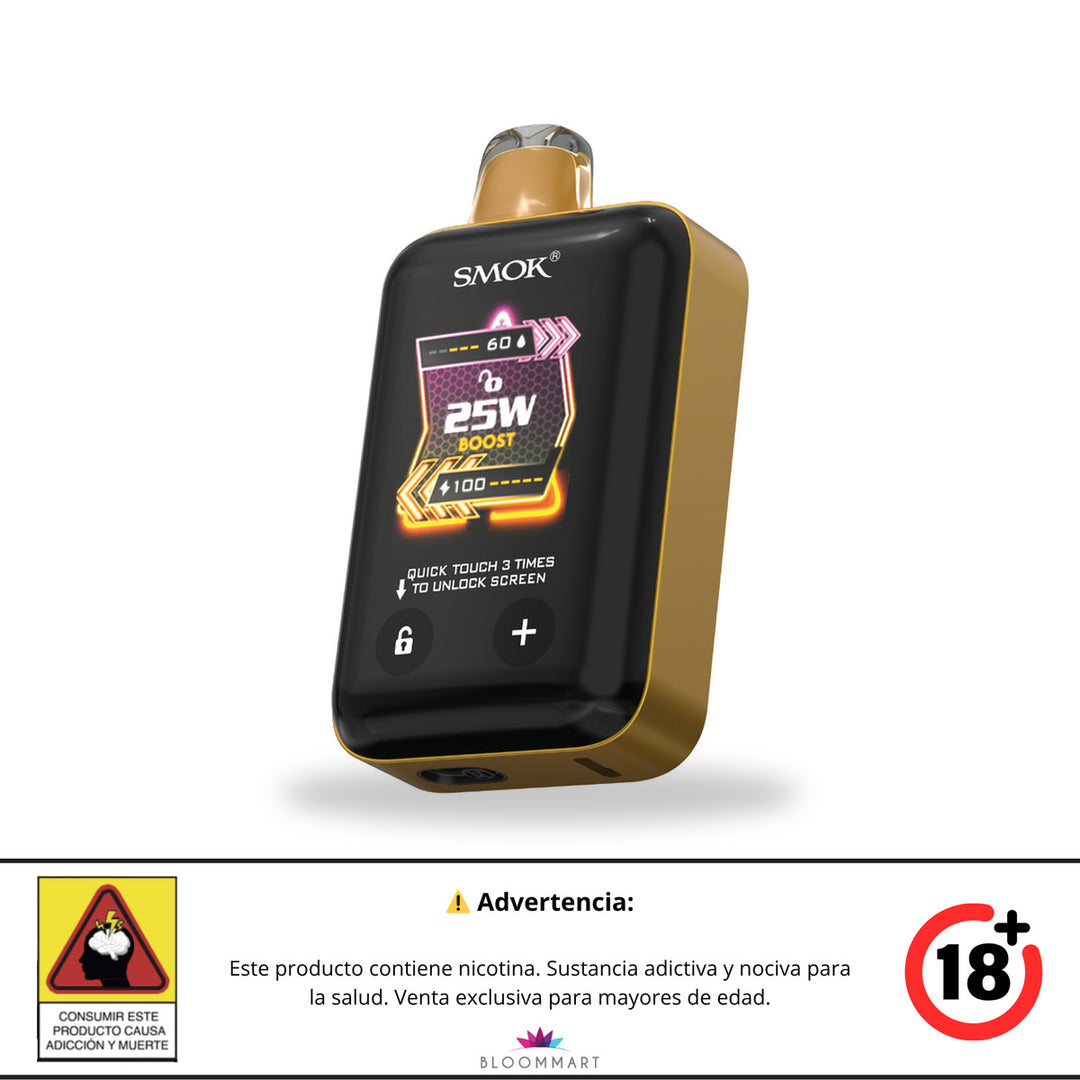SMOK TOUCH 20K Cherry Lemon Ice, vaper desechable de carcasa dorada-naranja con boquilla del mismo tono