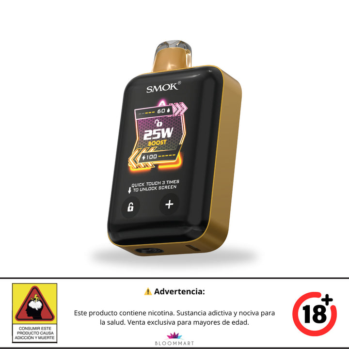 SMOK TOUCH 20K Cherry Lemon Ice, vaper desechable de carcasa dorada-naranja con boquilla del mismo tono