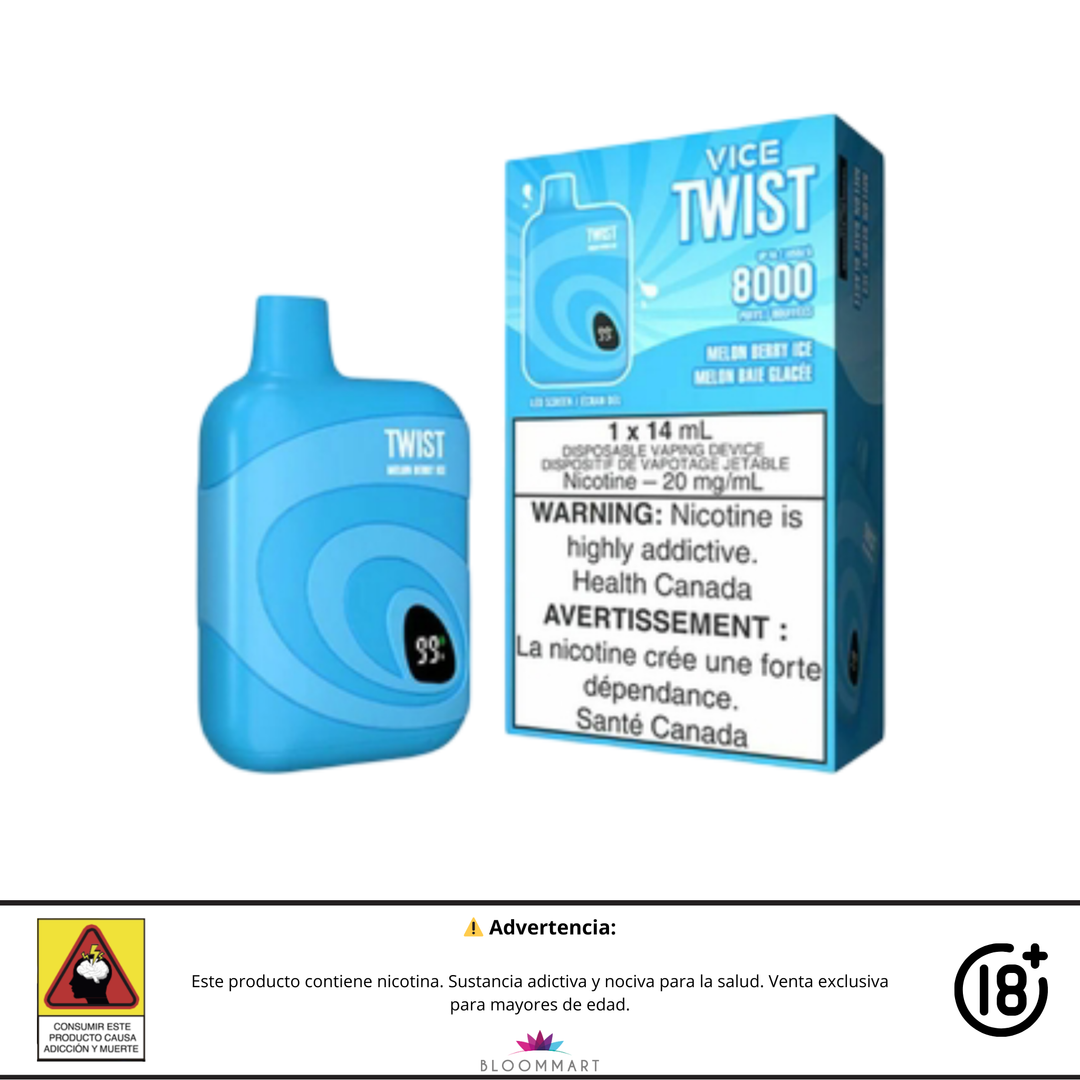 Twist Vice 8000 Puff sabor Melon Berry Ice con caja y dispositivo desechable