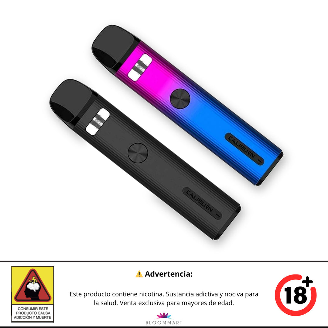 Dos Uwell Caliburn G2 Pod Kit, Carbon Black y Gradient, en diagonal
