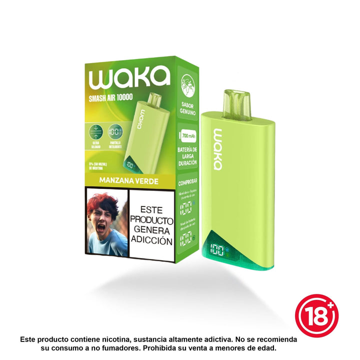 Vape WAKA Smash Air 10.000 puffs sabor Manzana Verde