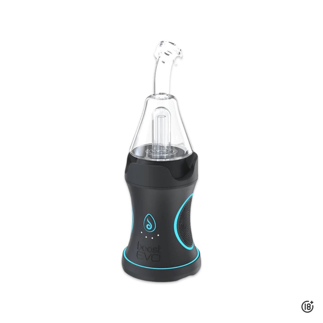 Vista lateral del vaporizador herbal para concentrados Dr Dabber Boost EVO en color negro.