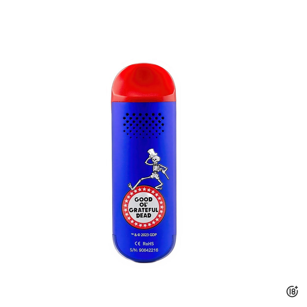 Vaporizador G Pen Dash edición Grateful Dead trasero en color azul con boquilla roja
