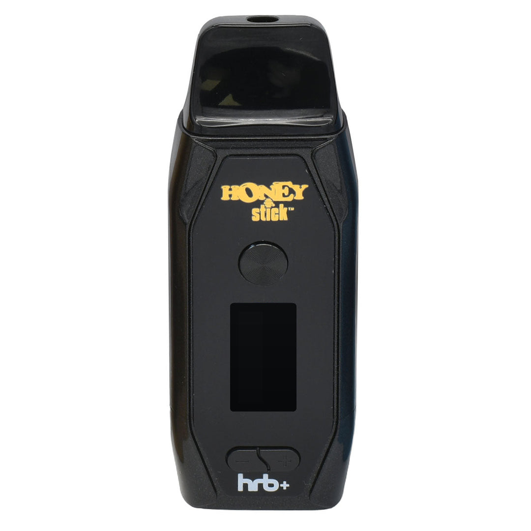 Vaporizador HoneyStick HRB+ negro de frente con pantalla LCD apagada