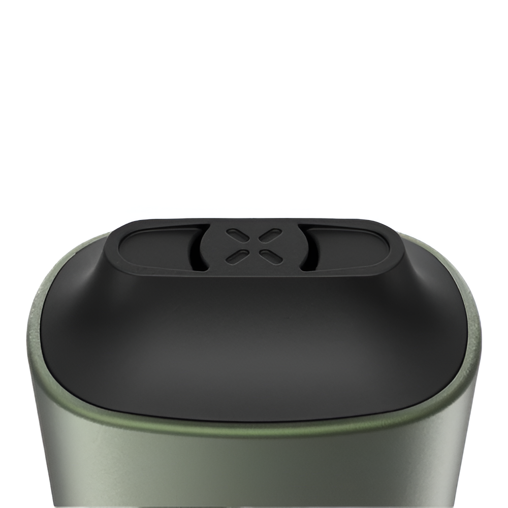 Boquilla y tapa superior del vaporizador PAX Mini Greenstone de cerca