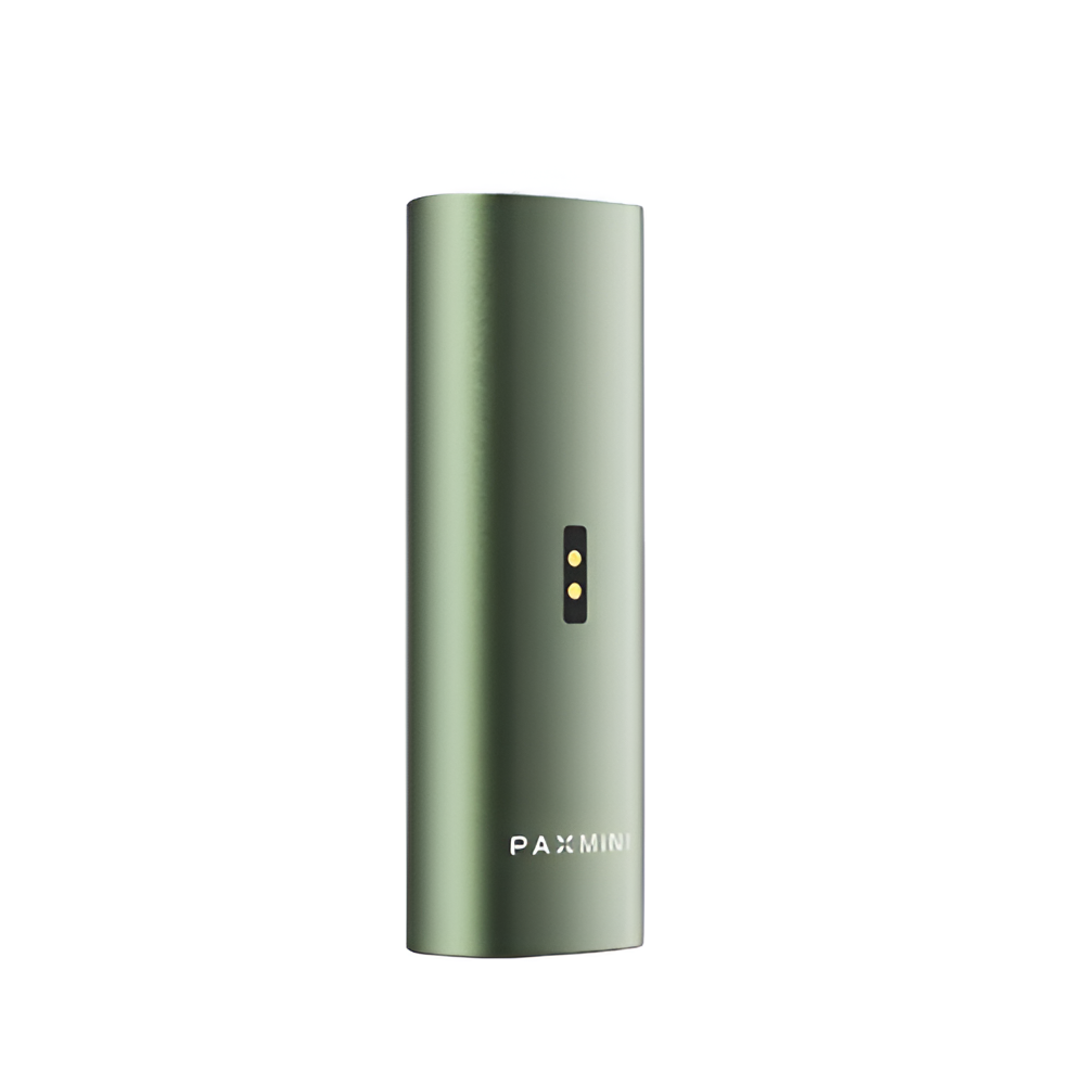 Vaporizador PAX Mini Greenstone vista trasera lateral con pines de carga