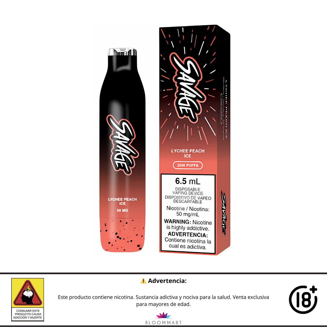 Vaporizador desechable STLTH Savage Lychee Peach Ice de 2500 puff con 50 mg de nicotina