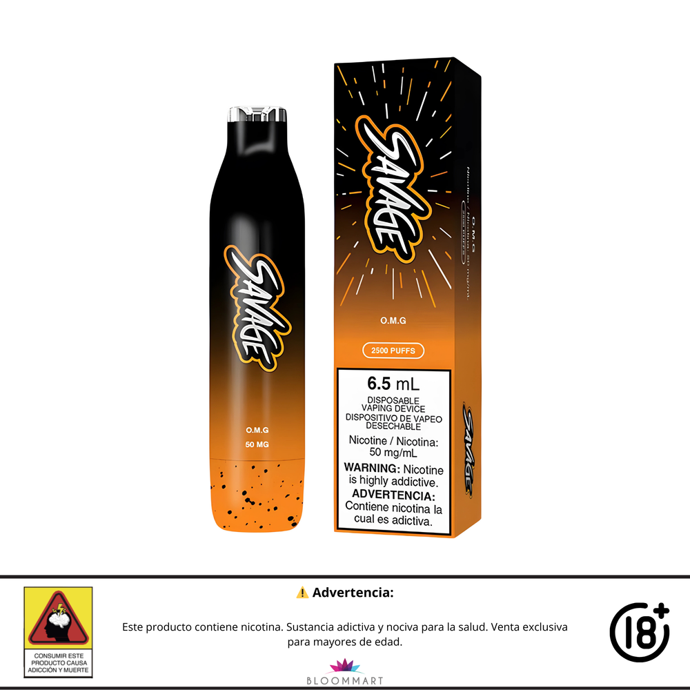 Vaporizador desechable STLTH Savage O.M.G de 2500 puff con 50 mg de nicotina.
