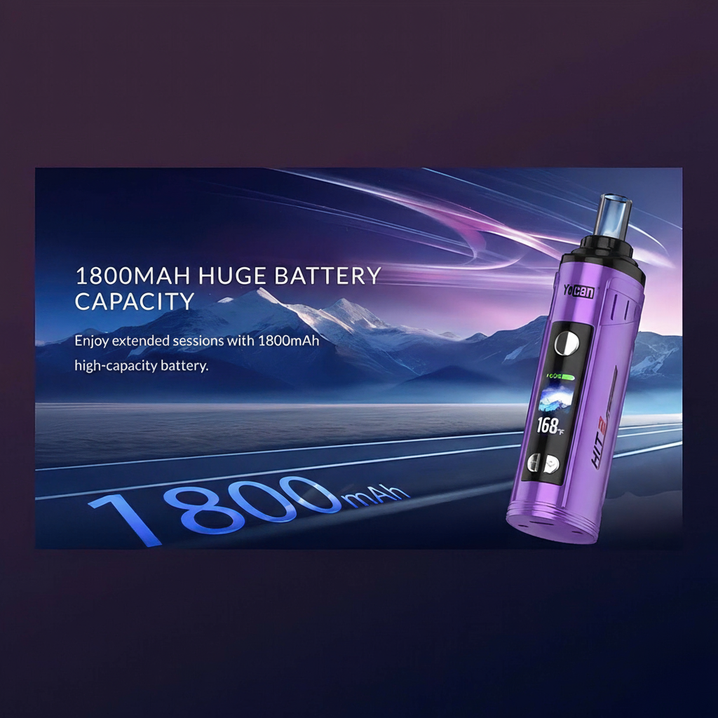 Vaporizador Yocan Hit 2 con batería de 1800mAh para sesiones prolongadas de vapeo herbal