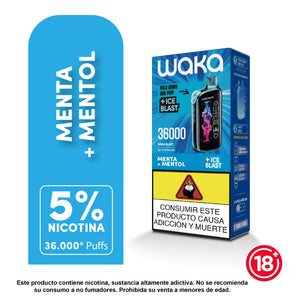 WAKA Blast 36000 puffs sabor menta mentol vape desechable premium con Ice Blast - Bloommart Colombia