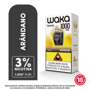 WAKA Mini Diamond 1000 puffs sabor arándano con 3 porciento nicotina - Bloommart Colombia
