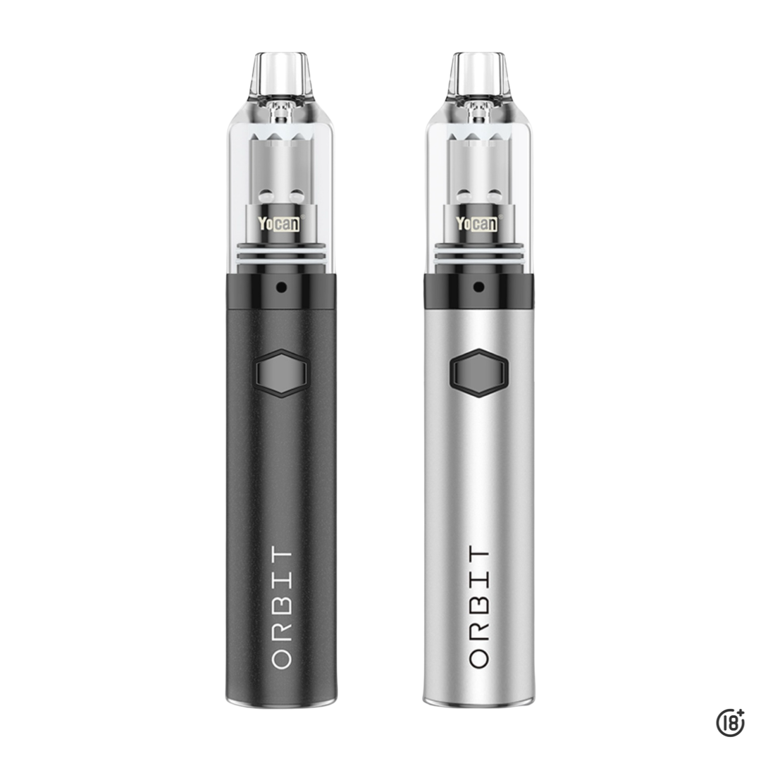 Yocan Orbit en negro y plata: dab pen/vaporizador de wax y rosin con 3 niveles de voltaje y función de precalentamiento; equipo portátil para dabs y extractos.