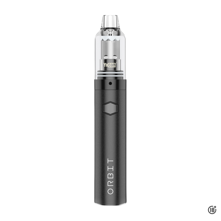 Yocan Orbit negro: vaporizador de dabs/wax con perlas de cuarzo que giran por flujo de aire (“spinning”), rendimiento tipo dab rig en formato portátil.
