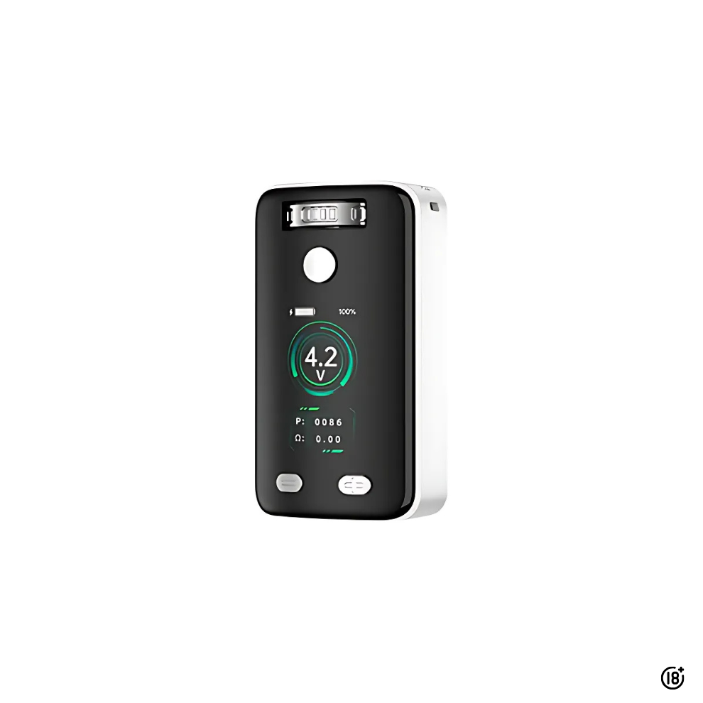 Pantalla HD del Yocan UNI 3 mostrando control de voltaje ajustable de 1.8V a 4.2V