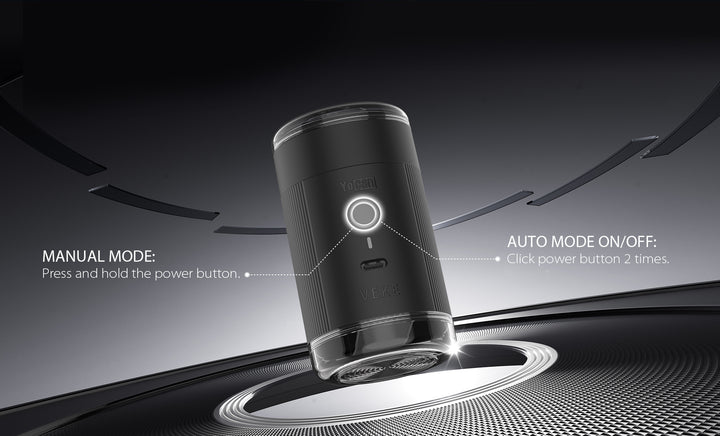 Botón de encendido del Yocan VEKE, que alterna entre modo automático y modo manual