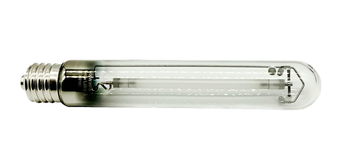 Bombillo super HPS de 600W Grow Lamp en horizontal: casquillo de rosca, tubo de descarga y ampolla tubular transparente